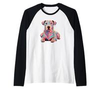 Colorful Pop Art American Pit Bull Terrier Pittie APBT Raglan Baseball Tee