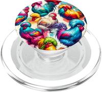 Colorful Pop Art Chickens Pattern Aesthetic Silkie Chicken PopSockets PopGrip for MagSafe