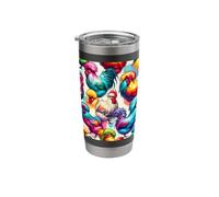 Colorful Pop Art Chickens Pattern Aesthetic Silkie Chicken Stainless Steel Insulated Tumbler