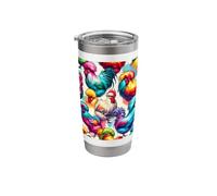 Colorful Pop Art Chickens Pattern Aesthetic Silkie Chicken Stainless Steel Insulated Tumbler