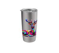 Colorful Pop Art Moose Lover Elk Buck Reindeer Stainless Steel Insulated Tumbler