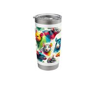 Colorful Pop Art Rats Pattern Aesthetic Fancy Rat Stainless Steel Insulated Tumbler