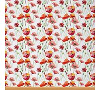 Colorful Poppy Flower Fabric by The Yard Botanical Floral Modern Abstract Art Theme Upholstery Fabric for Chairs and Home DIY Projects Flower Decorative Waterproof Fabric 1 Yard,(L92*W150cm)