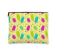 Colorful Popsicle Makeup Bag, Fun Summer Cosmetic Travel Pouch for Women, Portable Canvas Zipper Organizer 7x9 Inch