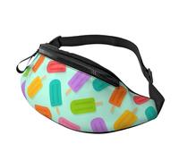 Colorful Popsicles Shadow Chest Bag Belt Bag With Headphone Jack Waistpacks For Gym Walking Camping 14X35Cm