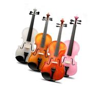 Colorful Popular Violin Beginner Acoustic Violin Solid Wood Violin Full Size Violin Violin for Beginners(Pink,3-4)