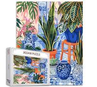 Colorful Potted Plants 1000 Piece Puzzle Featuring Colorful Gardens Illustrations Green Leaves Floral 1000 Piece Puzzle Fun Challenging Unique Gift Vintage Ancient Ceramic Puzzles