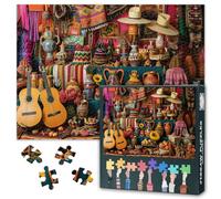 Colorful Pottery Textiles and Guitars Puzzles 1000 Pieces for Adults Colorful Pottery Jigsaw Puzzles for Family Games Home Decor Difficult Challenge Puzzle as Gifts for Puzzle Lovers 27.5"X19.7"