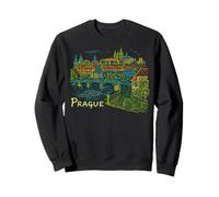 Colorful Prague Cityscape Drawing European Travel. Sweatshirt