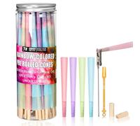 Colorful Pre Rolled Cones -72 Pack Rainbow King Size Cones Rolling Paper, Slow Burning Preroll Cones with Golden Spoon Suit Party(110mm)