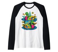 Colorful Preppy Duck Lake Aesthetic Design Raglan Baseball Tee