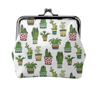 Colorful Pretty Succulent, PU Leather Coin Purse, Small Wallets, Change Pouch with Kiss Lock Clasp Buckle, Change Purse