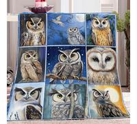 Colorful Print Blanket Fleece Throw Blanket for Bed Sofa Travel 127 x 152 cm Soft Cozy Exquisite Animal Owl Theme Plush Blanket - for All Seasons Warm Flannel Bedding Blanket