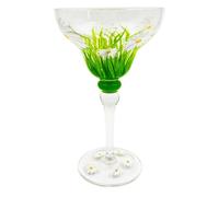 Colorful Printed Margarita Glasses - 270ml Elegant Champagne Coupe Cocktail Glasses for Parties, Birthday, Lead-Free Crystal Glass (Daisy)