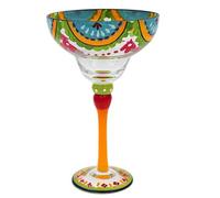 Colorful Printed Margarita Glasses - 270ml Elegant Champagne Coupe Cocktail Glasses for Parties, Birthday, Lead-Free Crystal Glass (Green&Orange)
