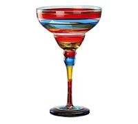 Colorful Printed Margarita Glasses - 270ml Elegant Champagne Coupe Cocktail Glasses for Parties, Birthday, Lead-Free Crystal Glass (Red&Blue)