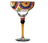 Colorful Printed Margarita Glasses - 270ml Elegant Champagne Coupe Cocktail Glasses for Parties, Birthday, Lead-Free Crystal Glass (Red&Orange)
