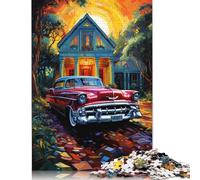 Colorful Psychedelia of Abandoned Classic Cars Puzzle Brain Teaser 100% Recycled Cardboard Jigsaw Puzzle for Women Men Gifts 1000pcs (75x50cm)