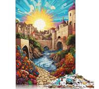 Colorful Psychedelia of Dubrovnik City Walls Puzzle Premium 100% Recycled Board Paper Rectangular Jigsaw Puzzle for Women Men Unique Gift 1000pcs (38x26cm)