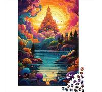 Colorful Psychedelia of Taj Mahal in India Jigsaw Puzzle, Wooden Puzzles 500 Piece Jigsaw Intellectual Toys, Challenging Adult And Teen Casual Jigsaw Puzzle 500pcs (52x38cm)