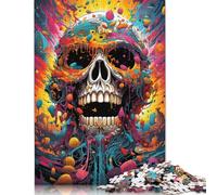 Colorful Psychedelia with Psychedelic Skulls 500 Piece Jigsaw Puzzle for Adults & Age 18 Years Up - Family Activity Jigsaw Puzzles Educational Games Difficult And Challenge 500pcs (52x38cm)