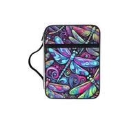 Colorful-Psychedelic-Butterflies Bible Cover Case with Handle, Water-Resistant Oxford Fabric Bible Bag Organizer with Zipper Pockets for Church