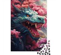 Colorful Psychedelic Dragons And Cherry Blossoms Japan Puzzle Brain Teaser Paper Rectangular Jigsaw Puzzle for Adults Teen 1000pcs (75x50cm)