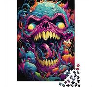 Colorful Psychedelic Evil Skull 500 Pieces Puzzles for Adults, Jigsaw Puzzles 500 Pieces, DIY Puzzle Toy As Birthday Gifts 500pcs (52x38cm)