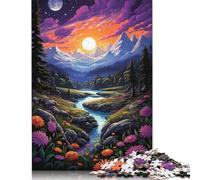 Colorful Psychedelic Fantasy Landscape Puzzles 500 Piece Jigsaws for Adults Learning Educational Toys Family Games Festival Birthday Gifts 500pcs (52x38cm)