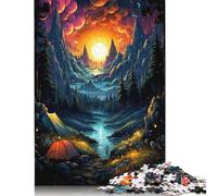 Colorful Psychedelic Forest Camping 1000 Piece Jigsaw Puzzle for Adults & Age 18 Years Up - Family Activity Jigsaw Puzzles Educational Games Difficult And Challenge 1000pcs (75x50cm)