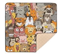 Colorful Psychedelic Funny Animals Soft Foam Baby Playmat for Indoor Outdoor Cozy Breathable Baby Crawling Mat for Baby Kids Toddlers Infants, 50'' x 50''