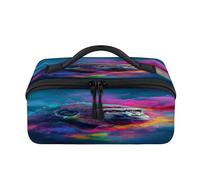 Colorful Psychedelic Gorilla Travel Makeup Bag Portable Waterproof Pouch Open Flat Toiletry Bags Toiletries Cosmetics Traveling Organizer for Women Men