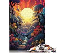 Colorful Psychedelic Jungle 500 Piece Jigsaw Puzzle for Adult Toy Intellectual Game Educational Game for Adult Stress Relief Home Decoration 500pcs (52x38cm)