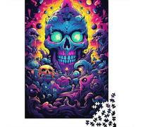 Colorful Psychedelic Neon Skull Puzzle 100% Recycled Cardboard Premium Cardboard Jigsaw Puzzle for Adult Children 1000pcs (38x26cm)