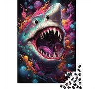 Colorful Psychedelic Shark Art135 Jigsaw Puzzles for Adults 500 Piece Jigsaw Puzzles for Adults Puzzle 500 Pieces Jigsaws Gifts 500pcs (52x38cm)