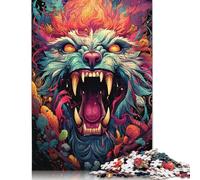 Colorful Psychedelic She-wolf Puzzle Relax Challenge Toy Paper Rectangular Jigsaw Puzzle for Boy Or Girl 1000pcs (75x50cm)