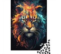 Colorful Psychedelic Siberian Fire Tiger 500 Piece Jigsaw Puzzles for Adults Jigsaw Puzzle 500 Pieces Jigsaws Adults Puzzles Gifts 500pcs (52x38cm)
