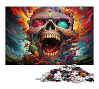 Colorful Psychedelic Skull 1000 Piece Jigsaw Puzzles for Adults Difficult Puzzles for Adults Ideal And Home Decor 50x75CM/19.68x29.52inch