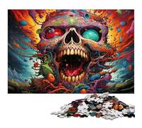 Colorful Psychedelic Skull 1000 Pieces Puzzles for Adults cardboard Jigsaw Puzzles for Home Decor, Brain Training 26X38CM/10.23x14.96inch