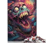 Colorful Psychedelic Skull Art54 Puzzle DIY Game Premium Cardboard Jigsaw Puzzle for Women Men 1000pcs (75x50cm)
