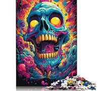 Colorful Psychedelic Skull Monster Puzzle Brain Teaser 100% Recycled Cardboard Jigsaw Puzzle for Kids And Adults Age 12 Years Up 1000pcs (38x26cm)