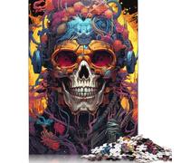 Colorful Psychedelic Skull Puzzle Premium 100% Recycled Board Paper Rectangular Jigsaw Puzzle for Women Men Unique Gift 1000pcs (75x50cm)