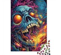 Colorful Psychedelic Spaced Skull Puzzle Friendly Materials 100% Recycled Cardboard Jigsaw Puzzle for Women Men Unique Gift 1000pcs (38x26cm)