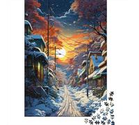 Colorful Psychedelic Street Scene Covered with Snow Puzzle Challenging And Brainteasing 100 Percent Recycled Cardboard Jigsaw Puzzle for Adults Teen Birthday Present 1000pcs (38x26cm)