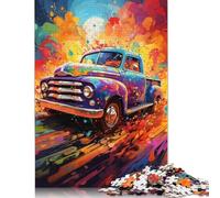 Colorful Psychedelic Truck Puzzle Rectangular Paper Board Paper Rectangular Jigsaw Puzzle for Adult Children 1000pcs (38x26cm)