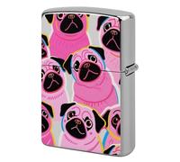 Colorful Pugs Dogs Lighter Case Metal Protective Cover with Double-Sided Art Design, Cool Lighters Pouch Shockproof Lighter Cover for Men Women Gifts, Lighters Not Included