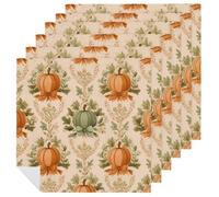 Colorful Pumpkin Bow Cloth Napkins 6 Pack Fall Fall Maple leaves Reusable Dinner Table Napkins for Home Hotel Restaurant Weddings Party