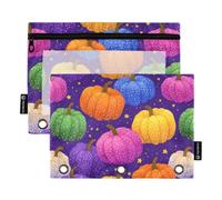 Colorful Pumpkin with Stars Pencil Pouch 3-Ring Binder Clear Pencil Case