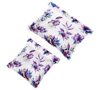 Colorful Purple Floral Collection Pocket Cosmetic Bag, Waterproof Squeeze Makeup Bag No Zipper Self-Closing, Portable Mini Travel Storage for Headphones Jewelry