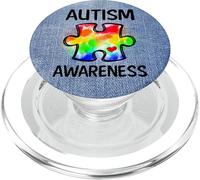 Colorful Puzzle Piece Heart Autism Awareness Art PopSockets PopGrip for MagSafe